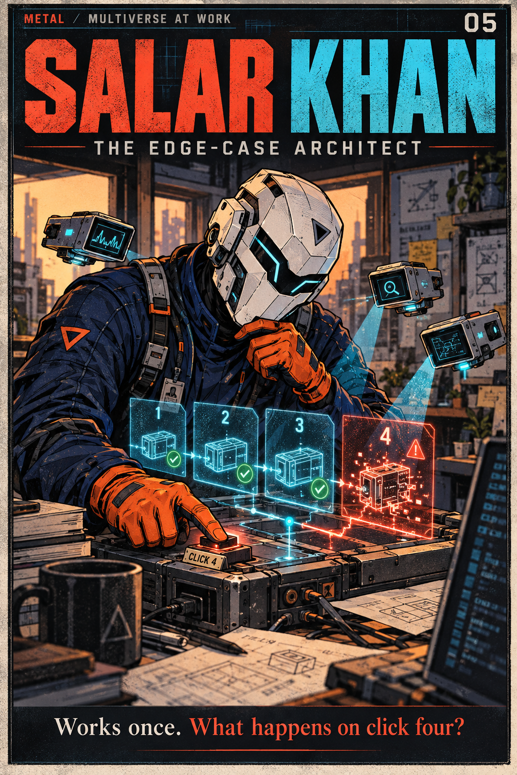 Salar Khan — THE EDGE-CASE ARCHITECT original workplace superhero comic cover